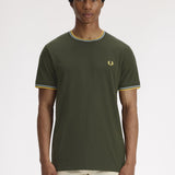 T-shirt con doppia riga M1588 05B FRED PERRY Hntngr/lgic/lmnb 