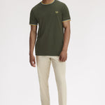 T-shirt con doppia riga M1588 05B FRED PERRY Hntngr/lgic/lmnb 