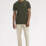 T-shirt con doppia riga M1588 05B FRED PERRY Hntngr/lgic/lmnb 