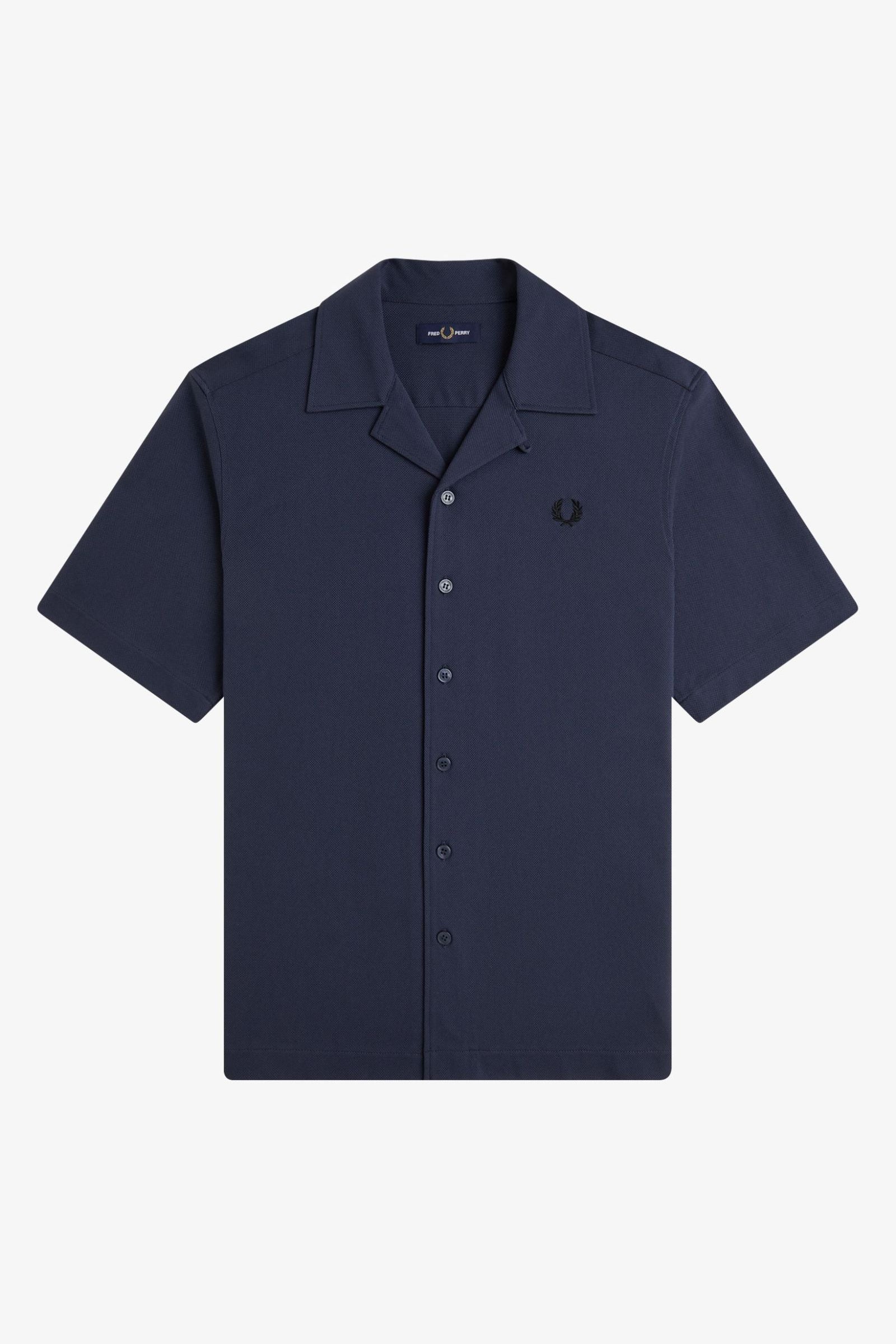 Camicia con colletto a rever in mesh compresso M1745 46B FRED PERRY Dark airforce 
