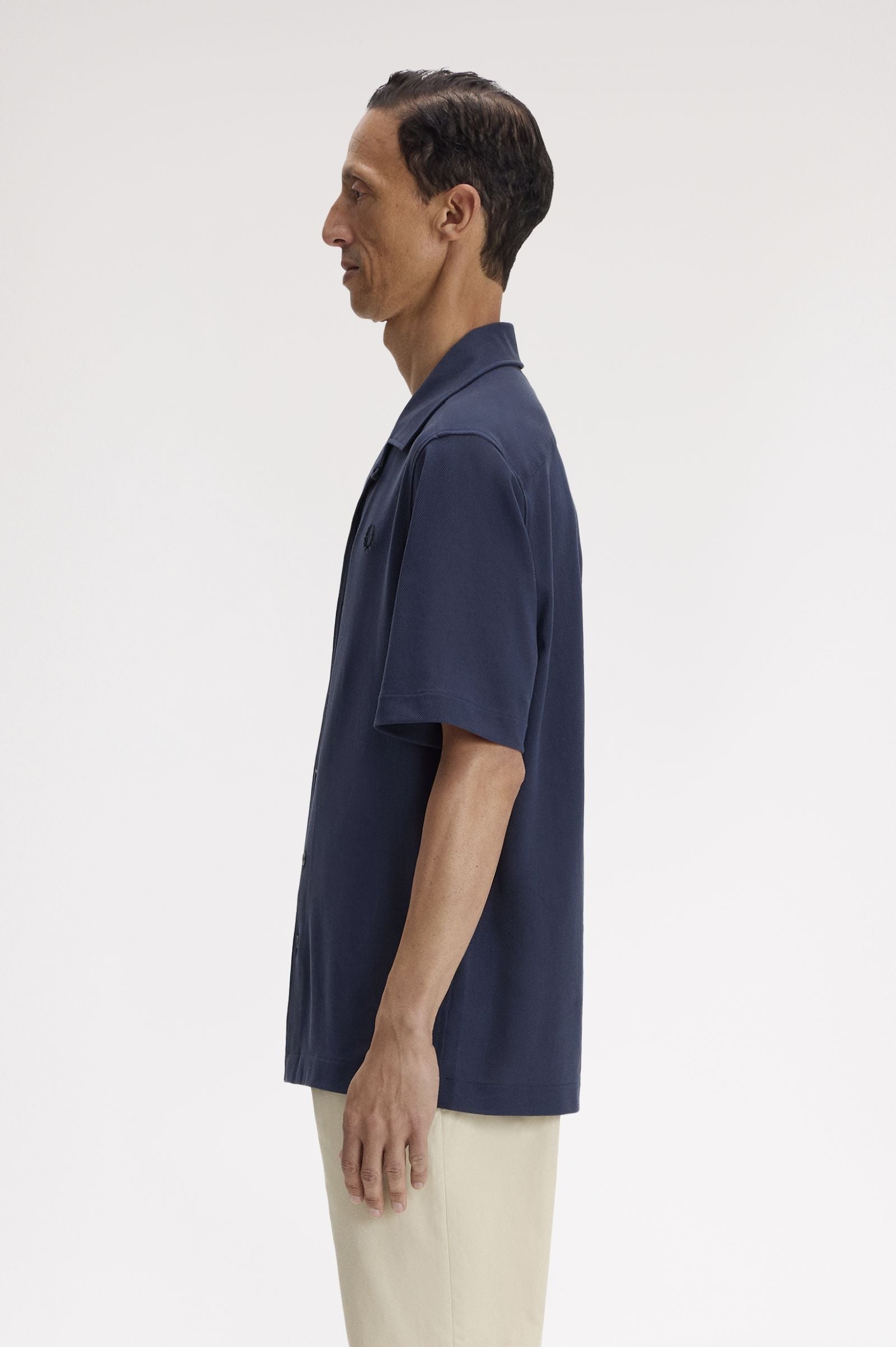 Camicia con colletto a rever in mesh compresso M1745 46B FRED PERRY Dark airforce 