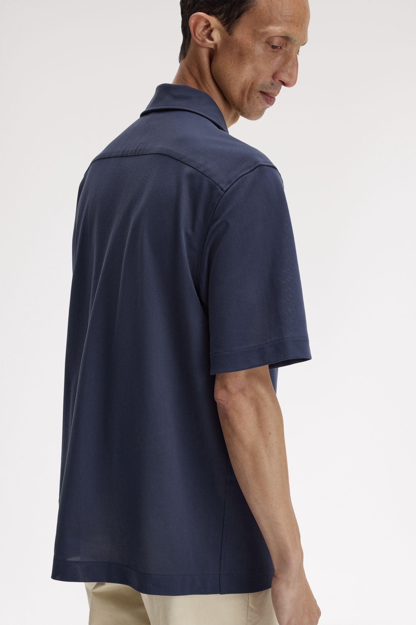 Camicia con colletto a rever in mesh compresso M1745 46B FRED PERRY Dark airforce 