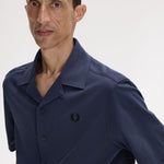 Camicia con colletto a rever in mesh compresso M1745 46B FRED PERRY Dark airforce 