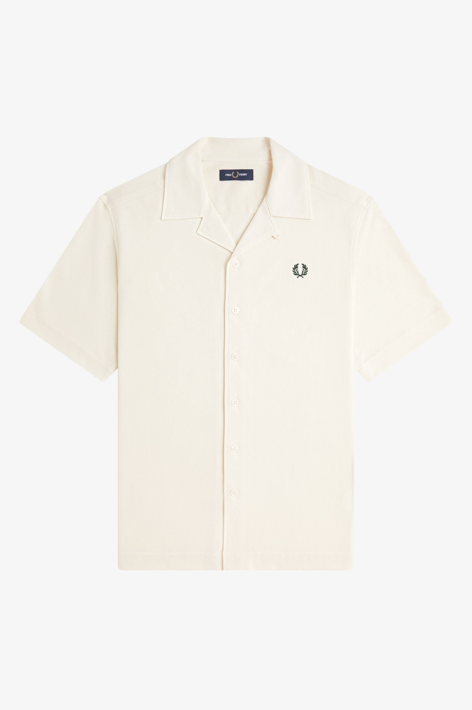 Camicia con colletto a rever in mesh compresso M1745 560 FRED PERRY Ecru 