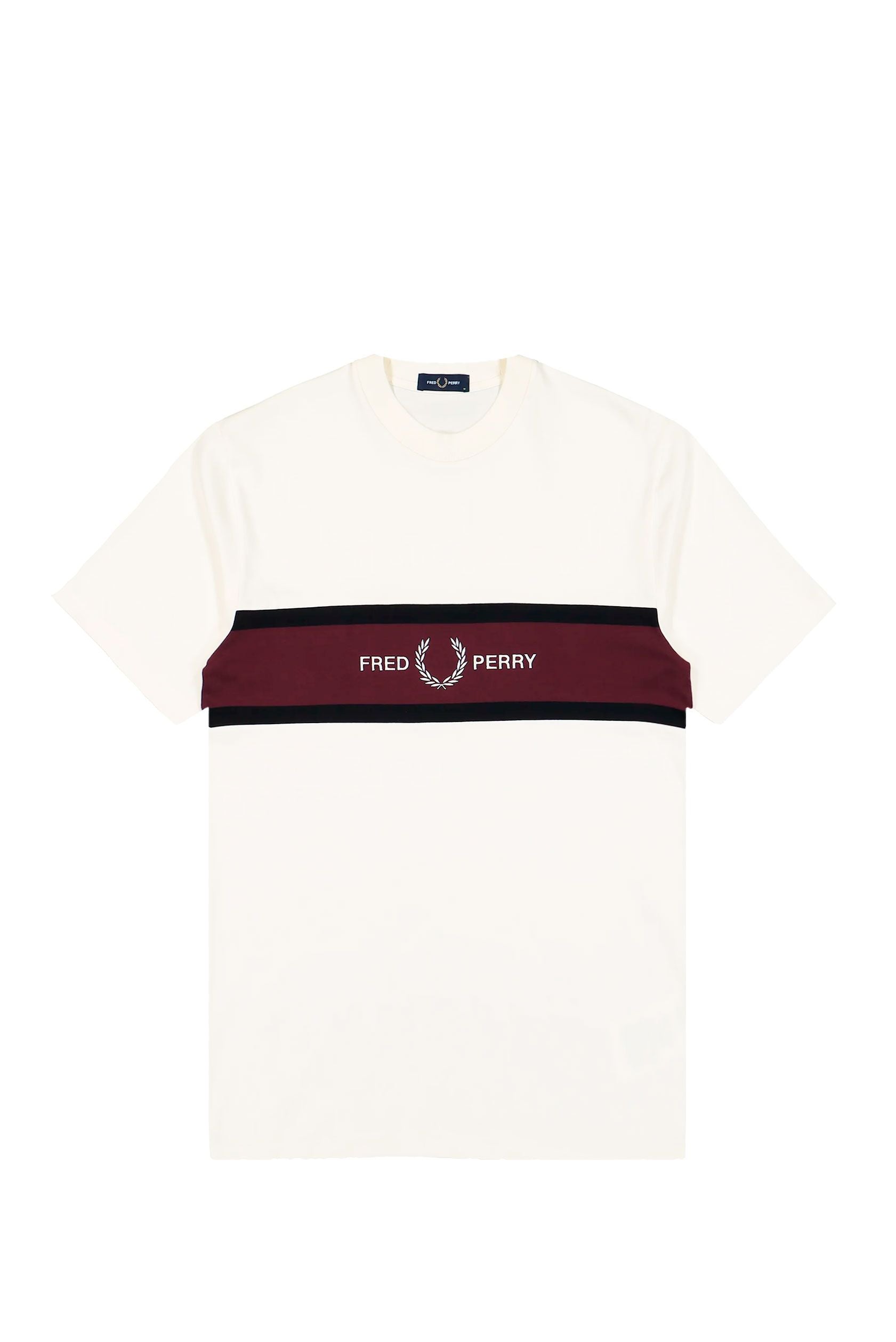 T-shirt con inserto ricamato M2405 560 FRED PERRY Ecru 