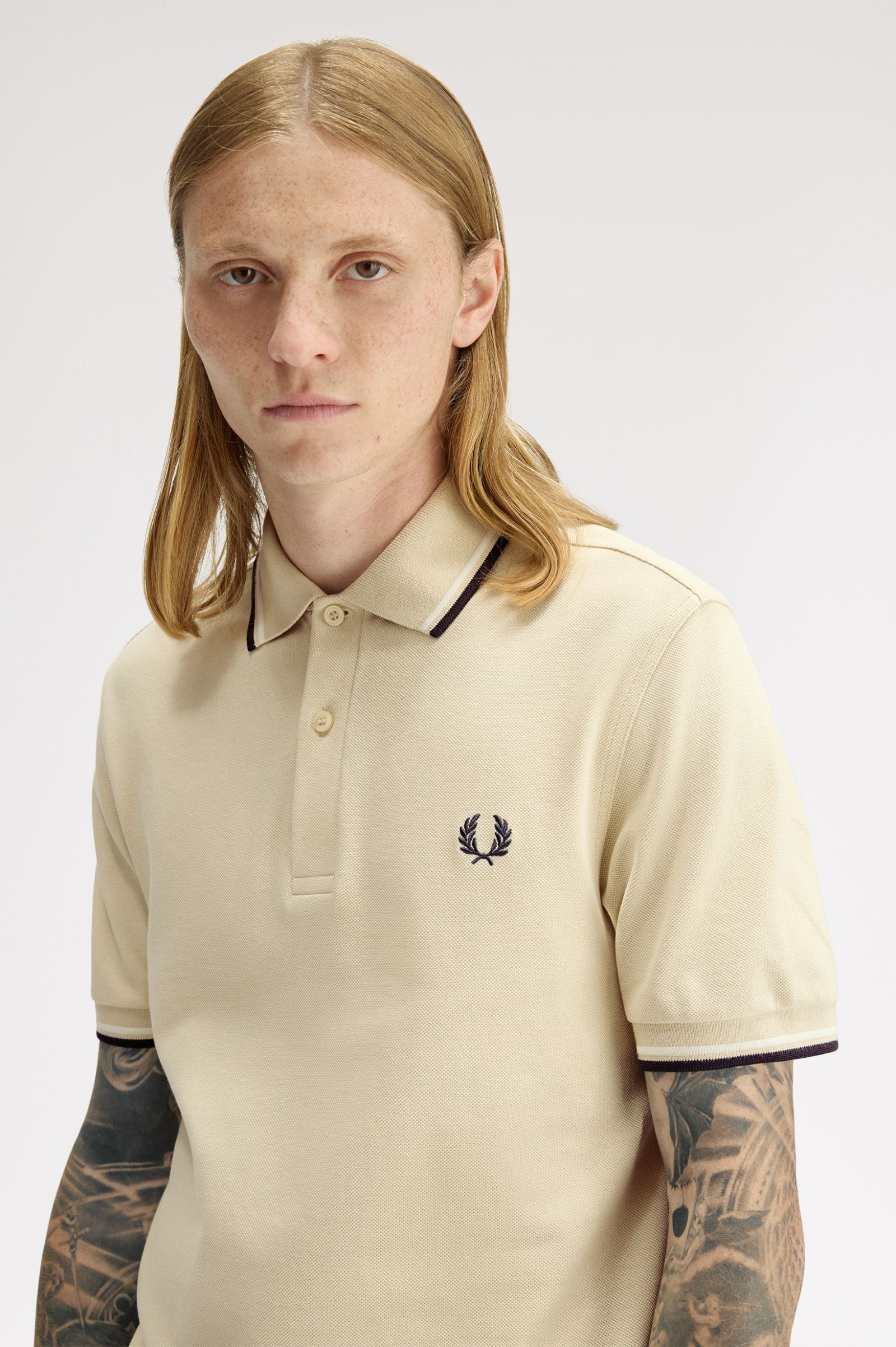 Polo manica corta M3600 12B FRED PERRY Oatm/snwh/anchgr 