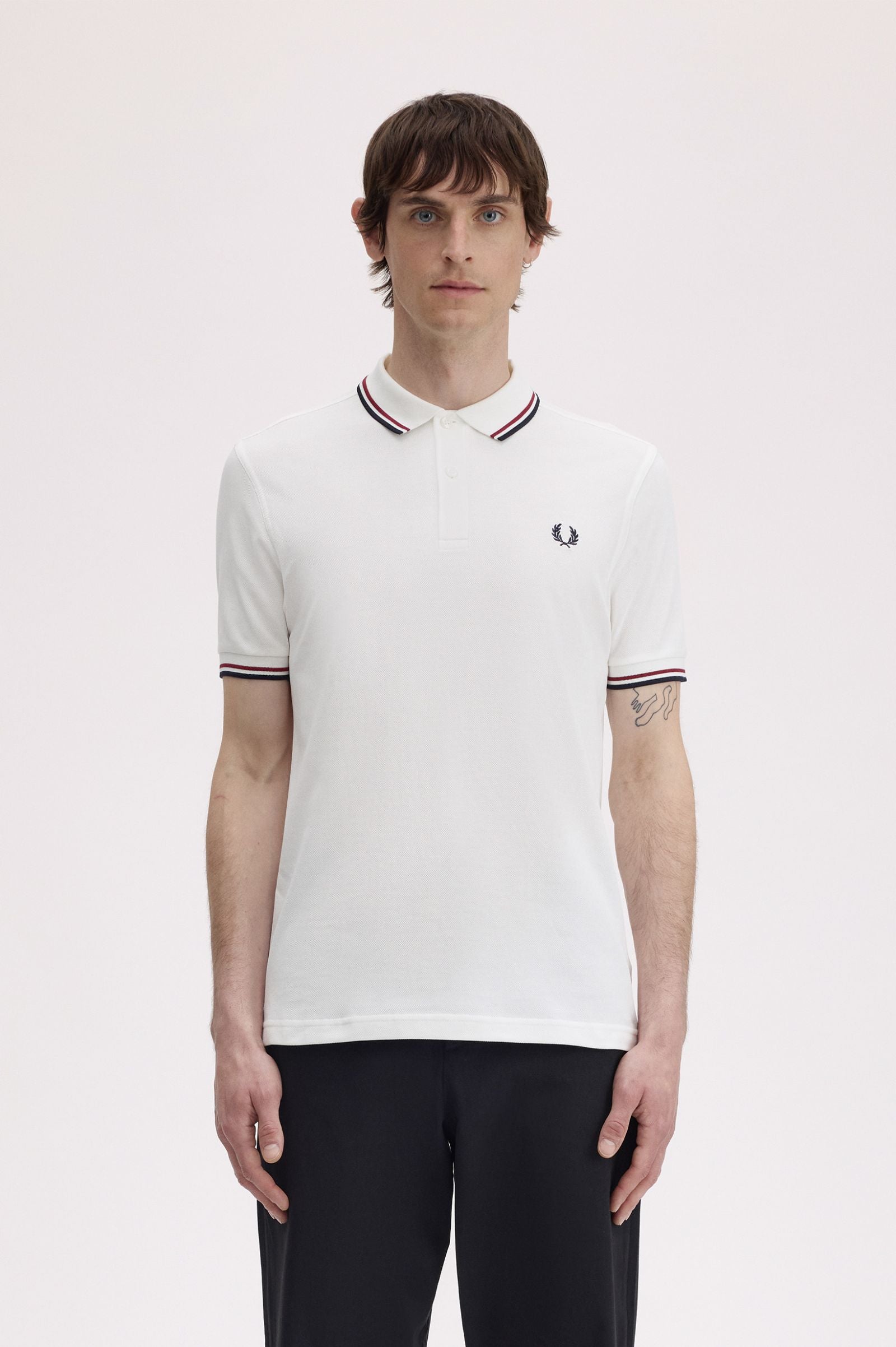Polo manica corta M3600 T60 FRED PERRY Snwht/bred/nvy 