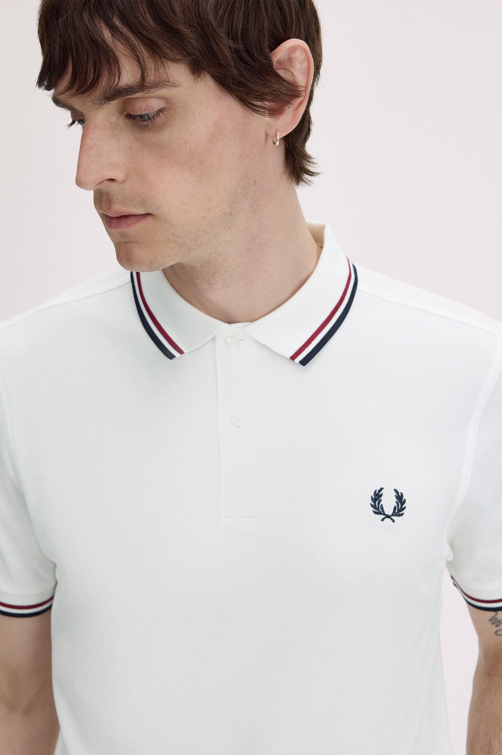 Polo manica corta M3600 T60 FRED PERRY Snwht/bred/nvy 