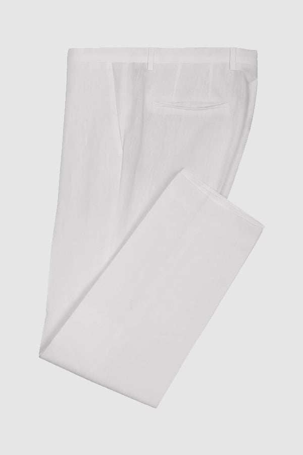Pantalone in misto lino 50559695 10278166 01 102 HUGO White 