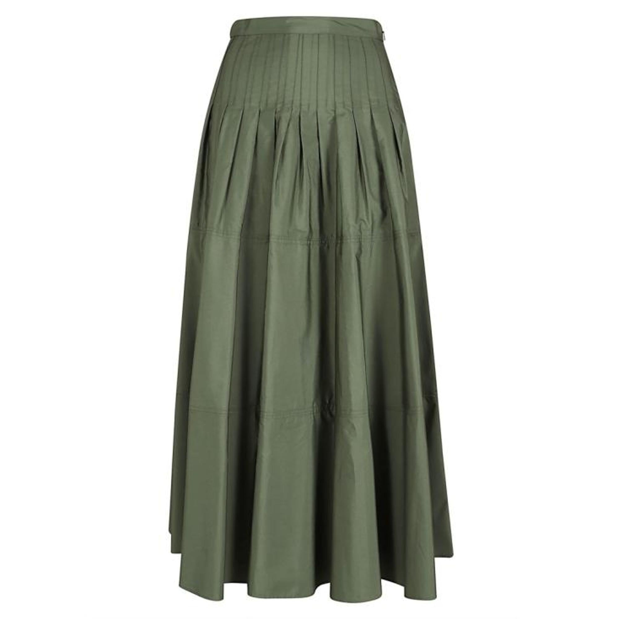 Gonna lunga in popeline di cotone 2616101052600 069 MAX MARA STUDIO Verde militare 