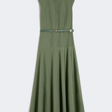 Abito a ruota in popeline di cotone 2616221052600 069 MAX MARA STUDIO Verde militare 