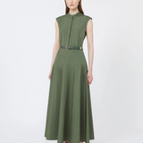 Abito a ruota in popeline di cotone 2616221052600 069 MAX MARA STUDIO Verde militare 