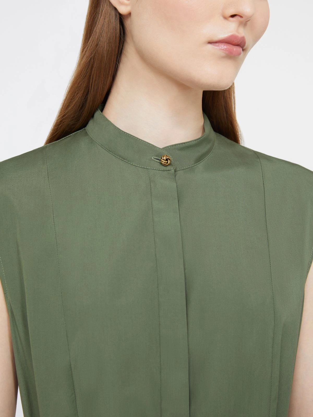 Abito a ruota in popeline di cotone 2616221052600 069 MAX MARA STUDIO Verde militare 
