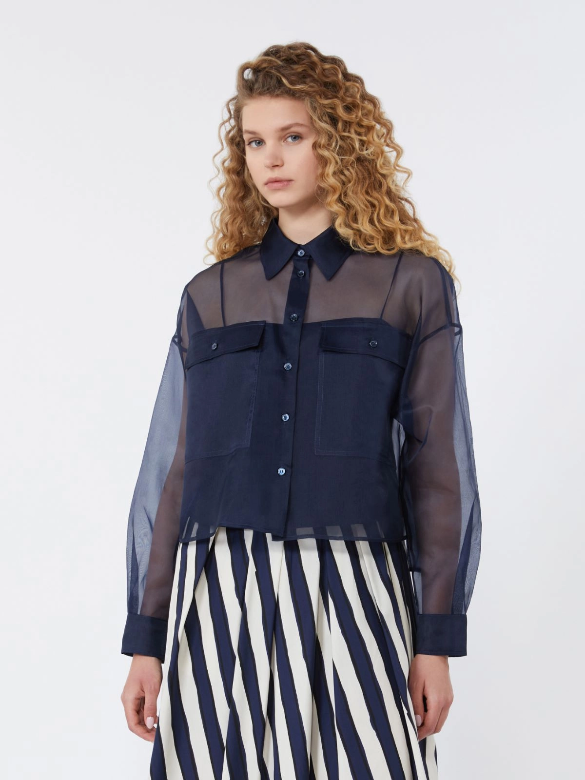 Camicia in organza di seta 2615261012600 004 MAX MARA WEEKEND Blu 