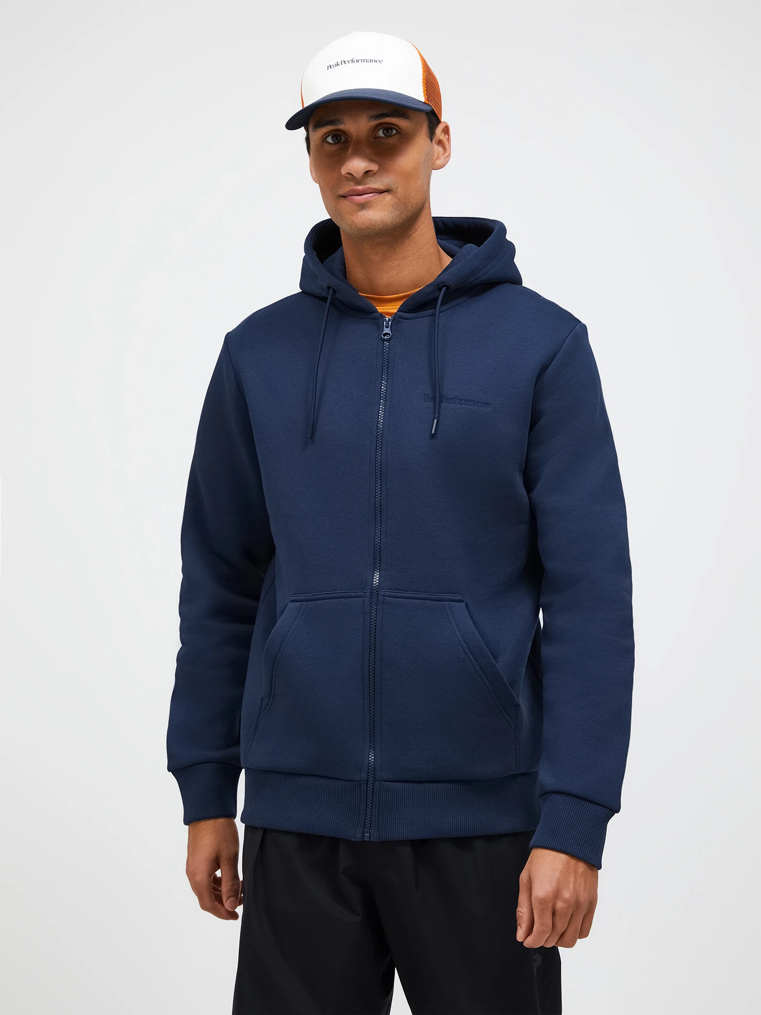 Felpa con zip e cappuccio G79569 010 PEAK PERFORMANCE Blue shadow 