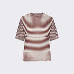 T-shirt a righe in misto lino PED5343 99012278 RI004 PEUTEREY Bianco/marrone 