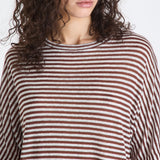 T-shirt a righe in misto lino PED5343 99012278 RI004 PEUTEREY Bianco/marrone 