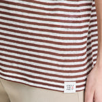 T-shirt a righe in misto lino PED5343 99012278 RI004 PEUTEREY Bianco/marrone 