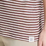 T-shirt a righe in misto lino PED5343 99012278 RI004 PEUTEREY Bianco/marrone 
