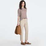 T-shirt a righe in misto lino PED5343 99012278 RI004 PEUTEREY Bianco/marrone 