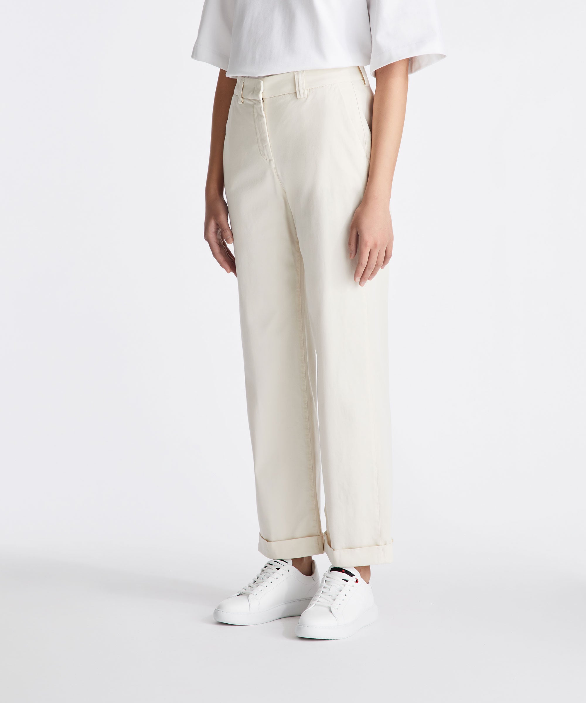 Pantaloni in gabardina di cotone stretch PED5655 99012427 729 PEUTEREY Pergamena 