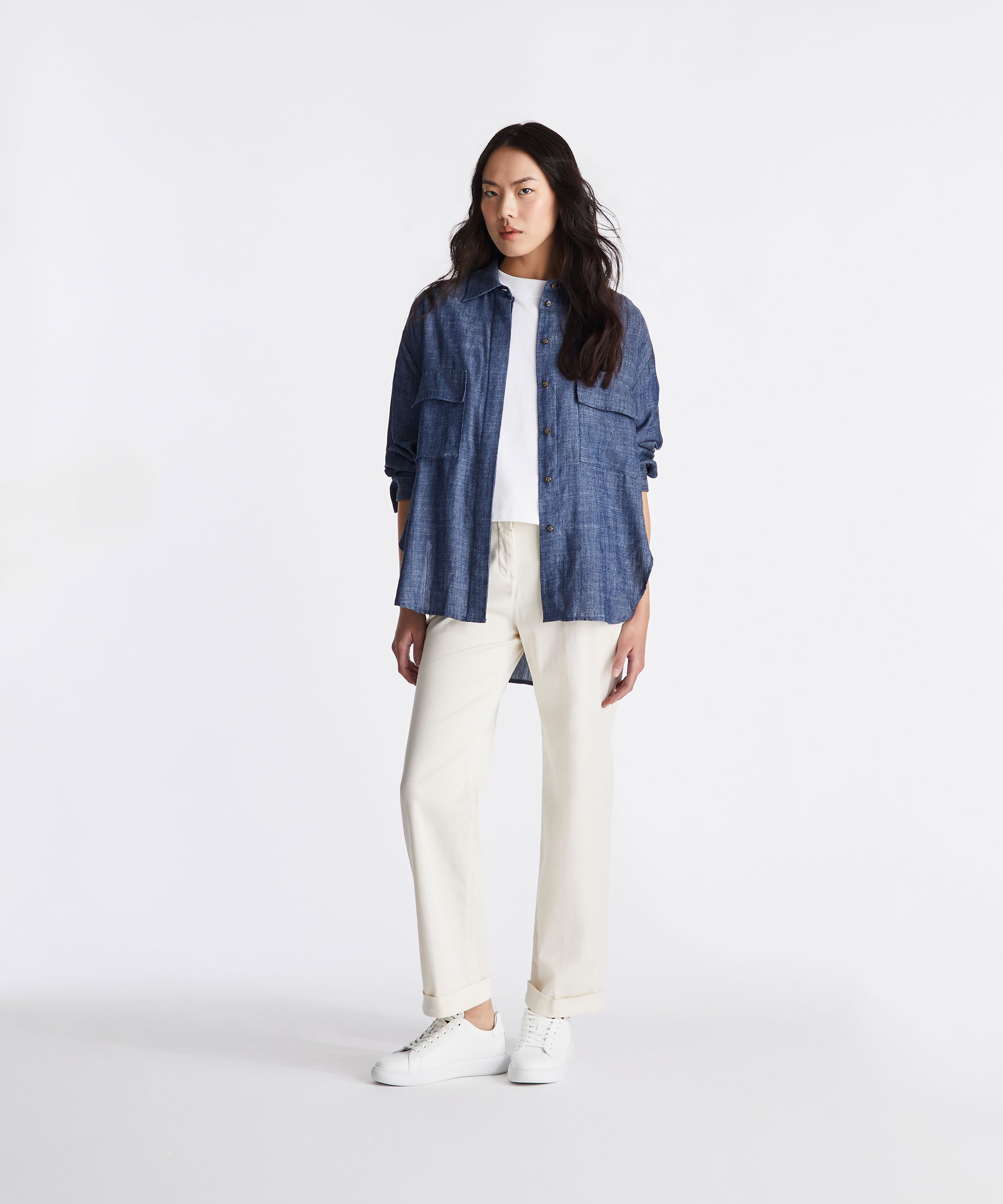 Pantaloni in gabardina di cotone stretch PED5655 99012427 729 PEUTEREY Pergamena 