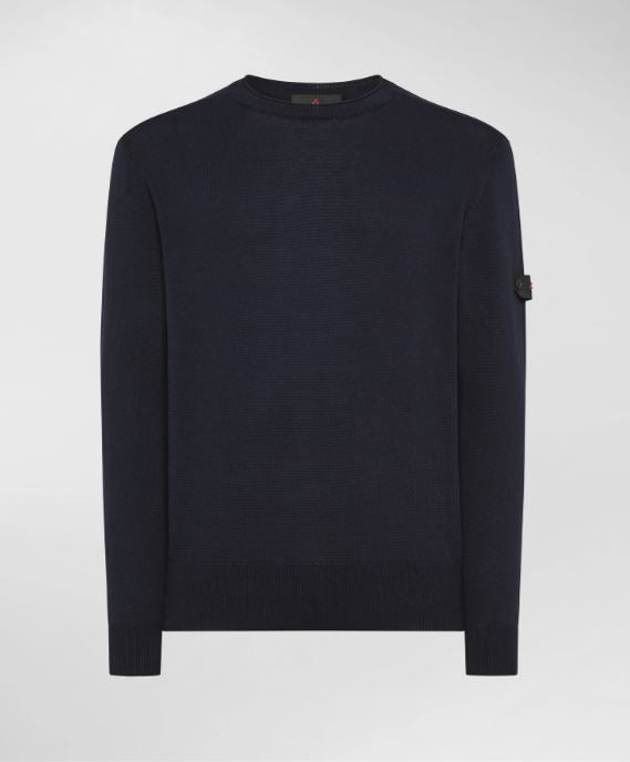 Maglia girocollo in tricot di cotone PEU5493 99012133 215 PEUTEREY Blue 