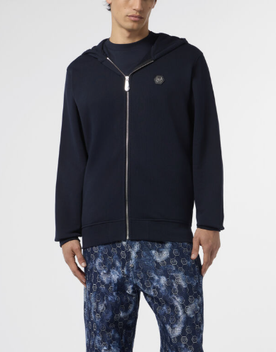 Felpa con cappuccio e zip MJB3928 PTE180N 24 PHILIPP PLEIN Navy 