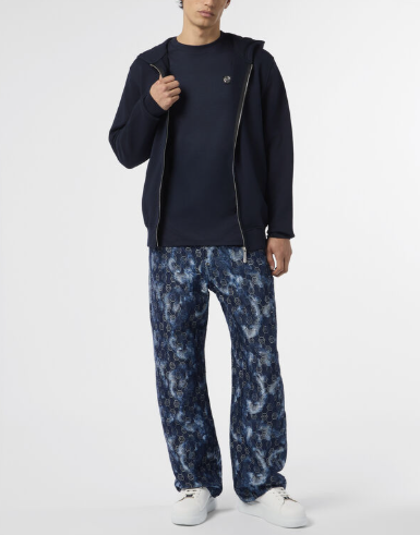Felpa con cappuccio e zip MJB3928 PTE180N 24 PHILIPP PLEIN Navy 