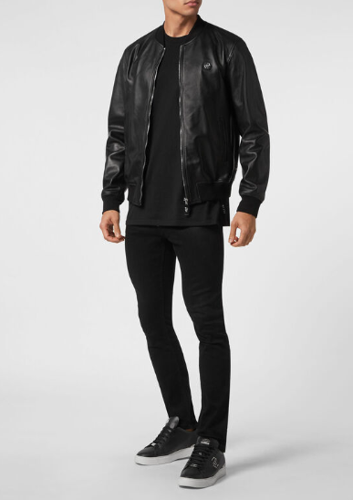 Bomber in nappa MLB1593 PLE010N 02 PHILIPP PLEIN Black 