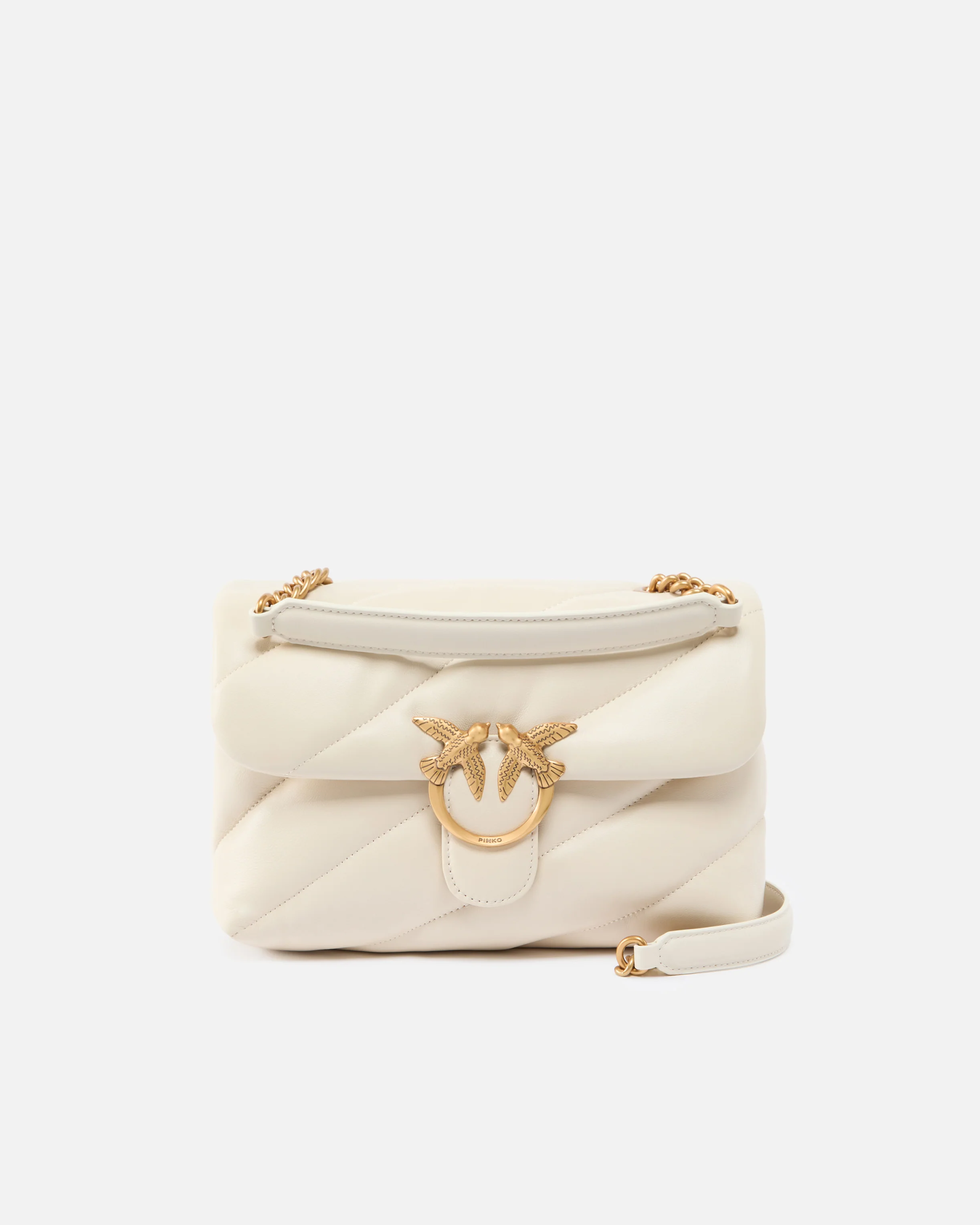 Borsa in pelle 100038A0F2 Z14Q PINKO Bianco seta-antique gold 