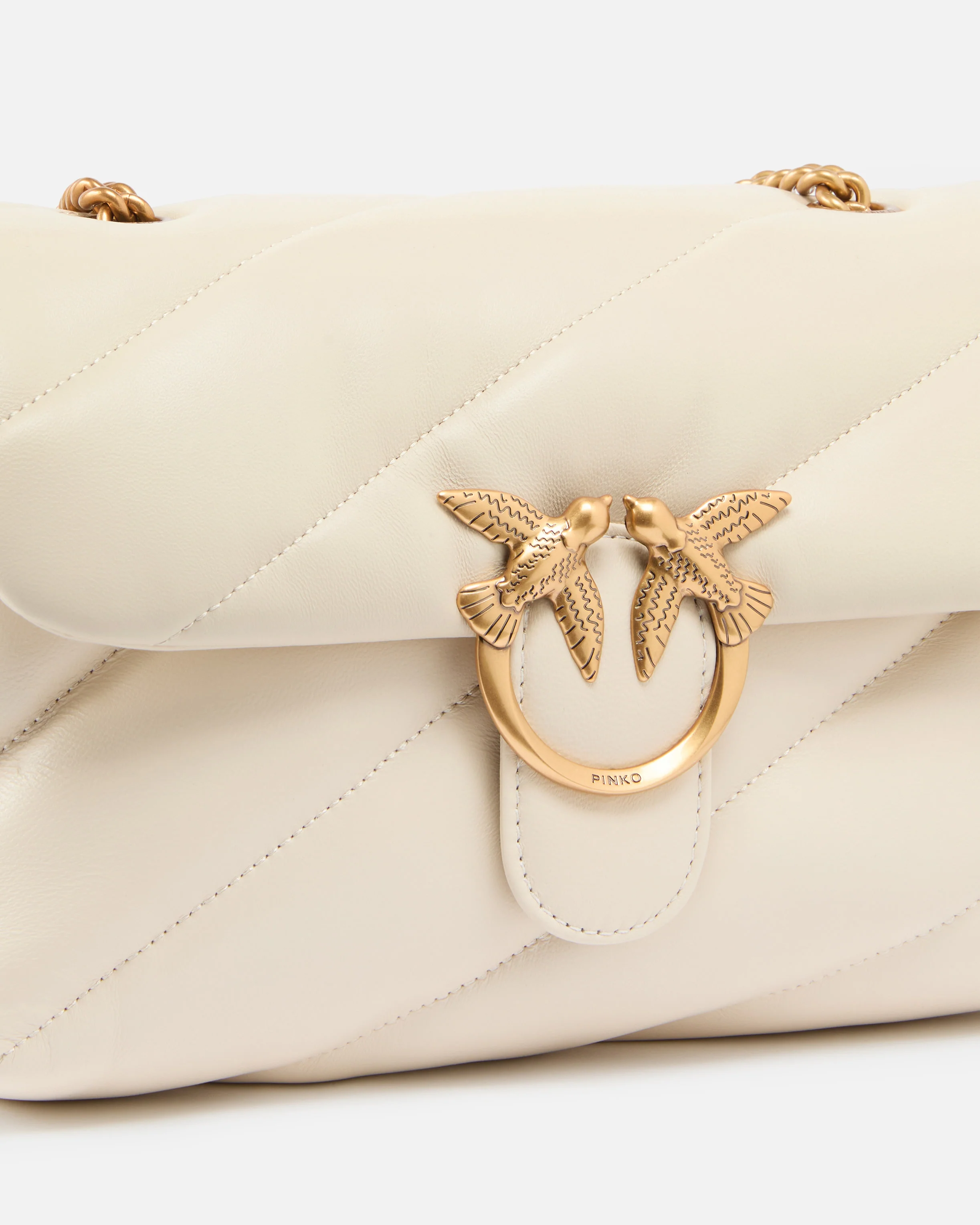 Borsa in pelle 100038A0F2 Z14Q PINKO Bianco seta-antique gold 