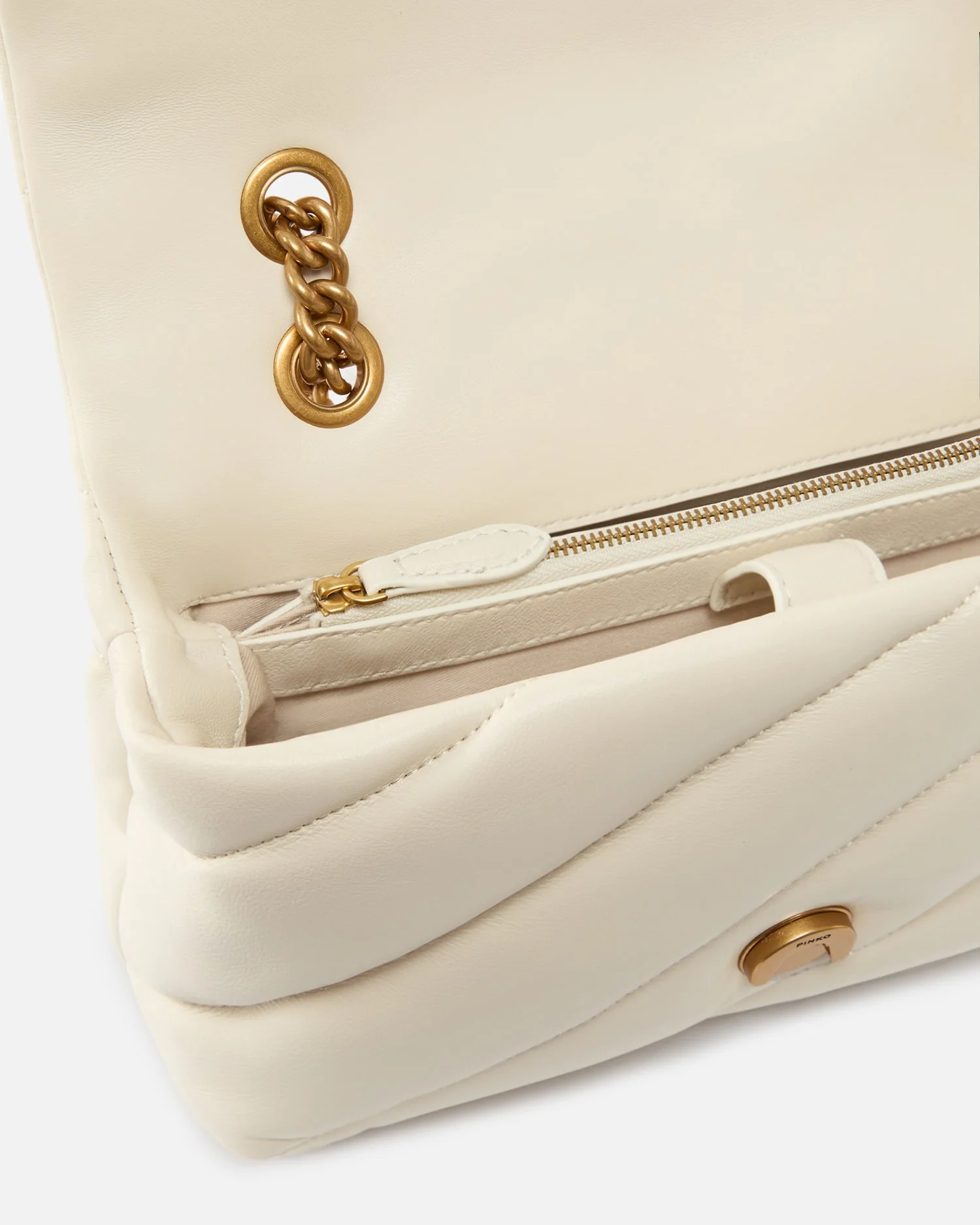 Borsa in pelle 100038A0F2 Z14Q PINKO Bianco seta-antique gold 