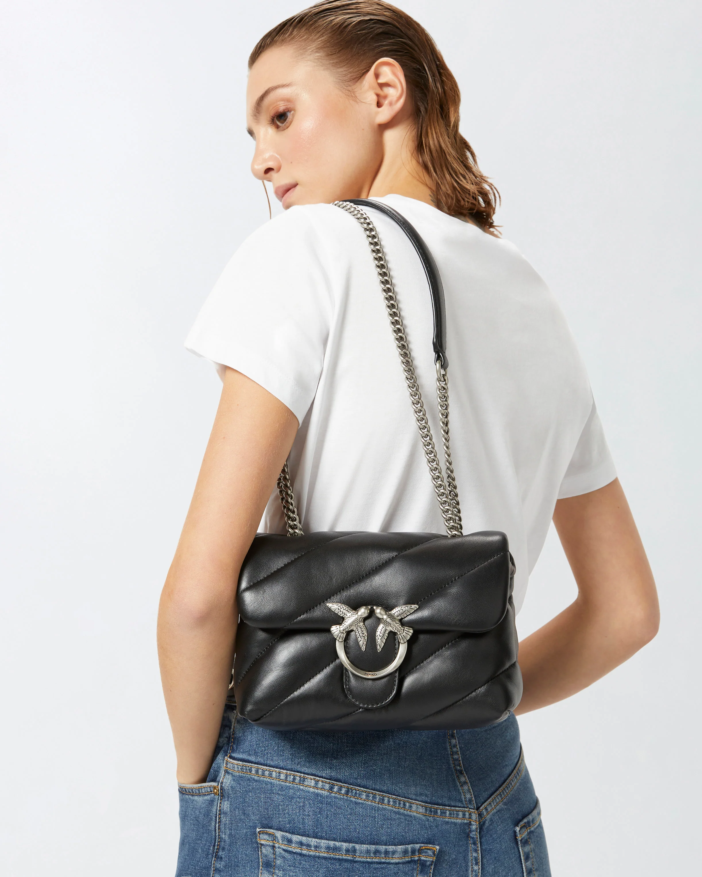 Borsa piccola a tracolla 100039A0F2 Z99O PINKO Nero -old silver 