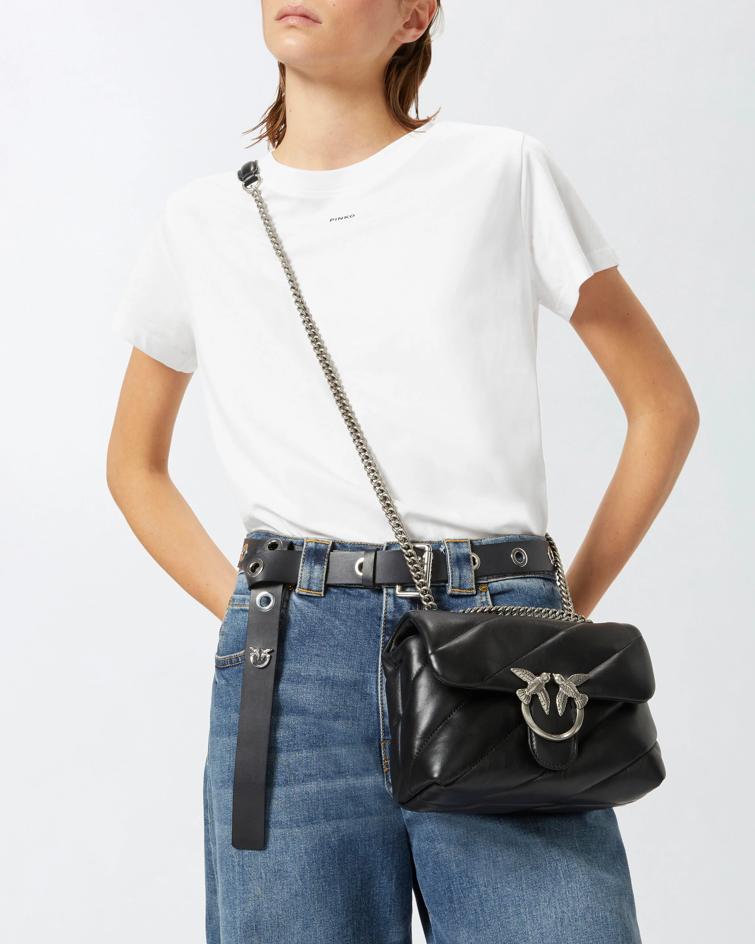 Borsa piccola a tracolla 100039A0F2 Z99O PINKO Nero -old silver 