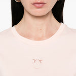 T-shirt maniche corte logo ricamato 100355A2HN N38 PINKO Rosa-castano pallido 