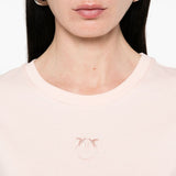T-shirt maniche corte logo ricamato 100355A2HN N38 PINKO Rosa-castano pallido 