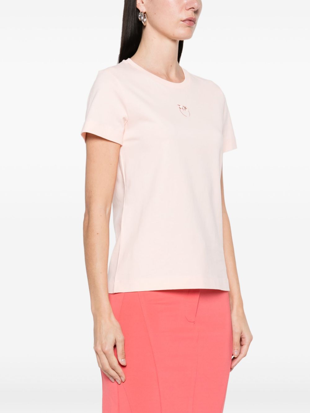 T-shirt maniche corte logo ricamato 100355A2HN N38 PINKO Rosa-castano pallido 