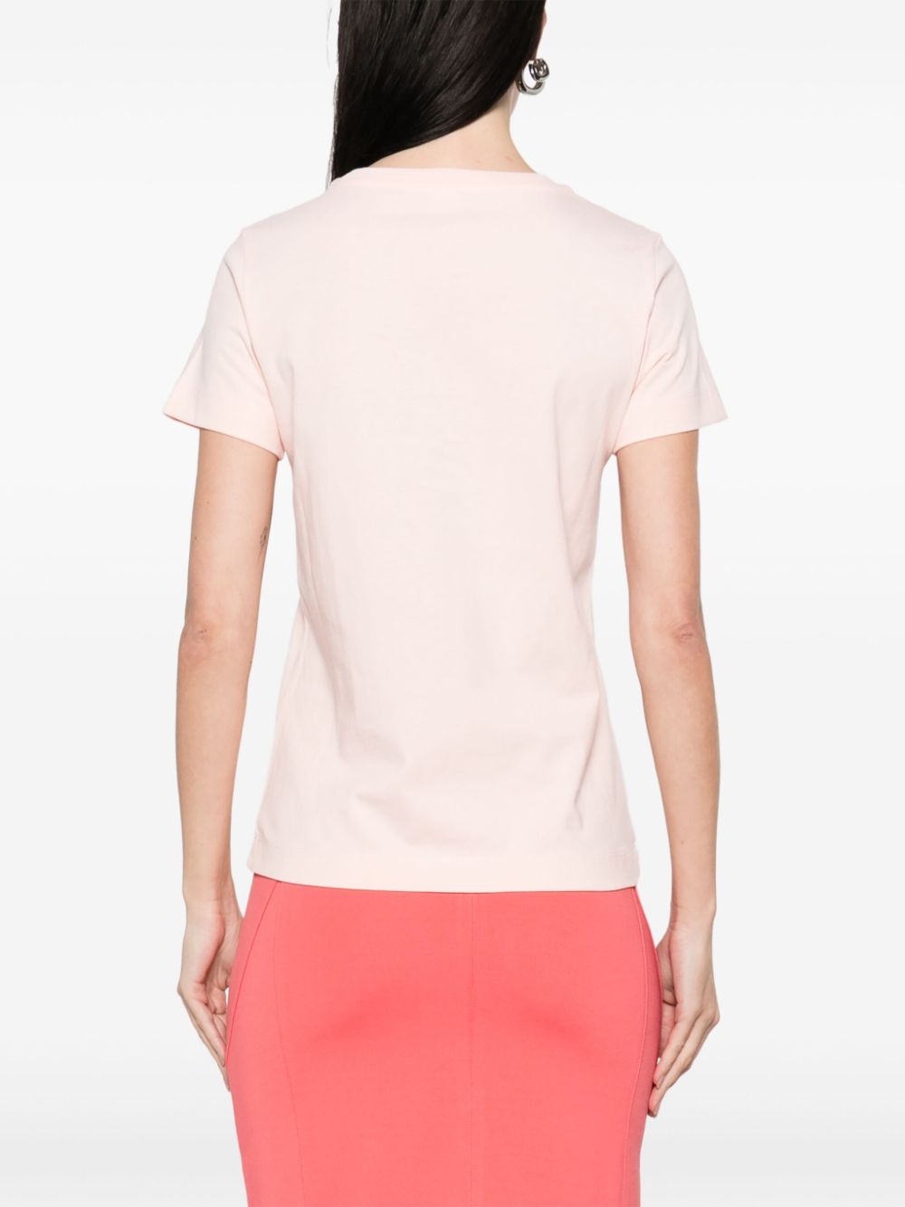 T-shirt maniche corte logo ricamato 100355A2HN N38 PINKO Rosa-castano pallido 