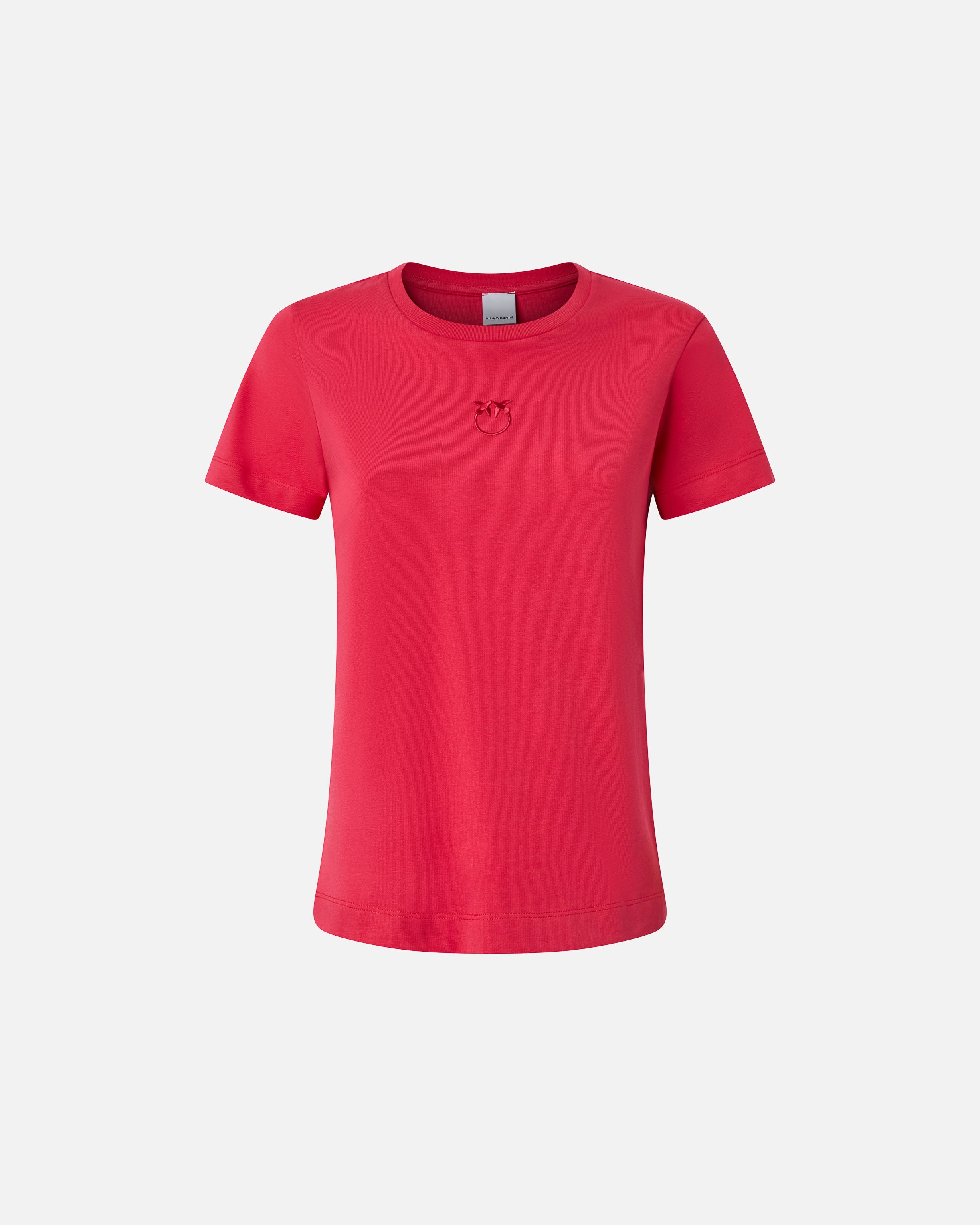 T-shirt maniche corte logo ricamato 100355A2HN O57 PINKO Rosso-passata di pom. 