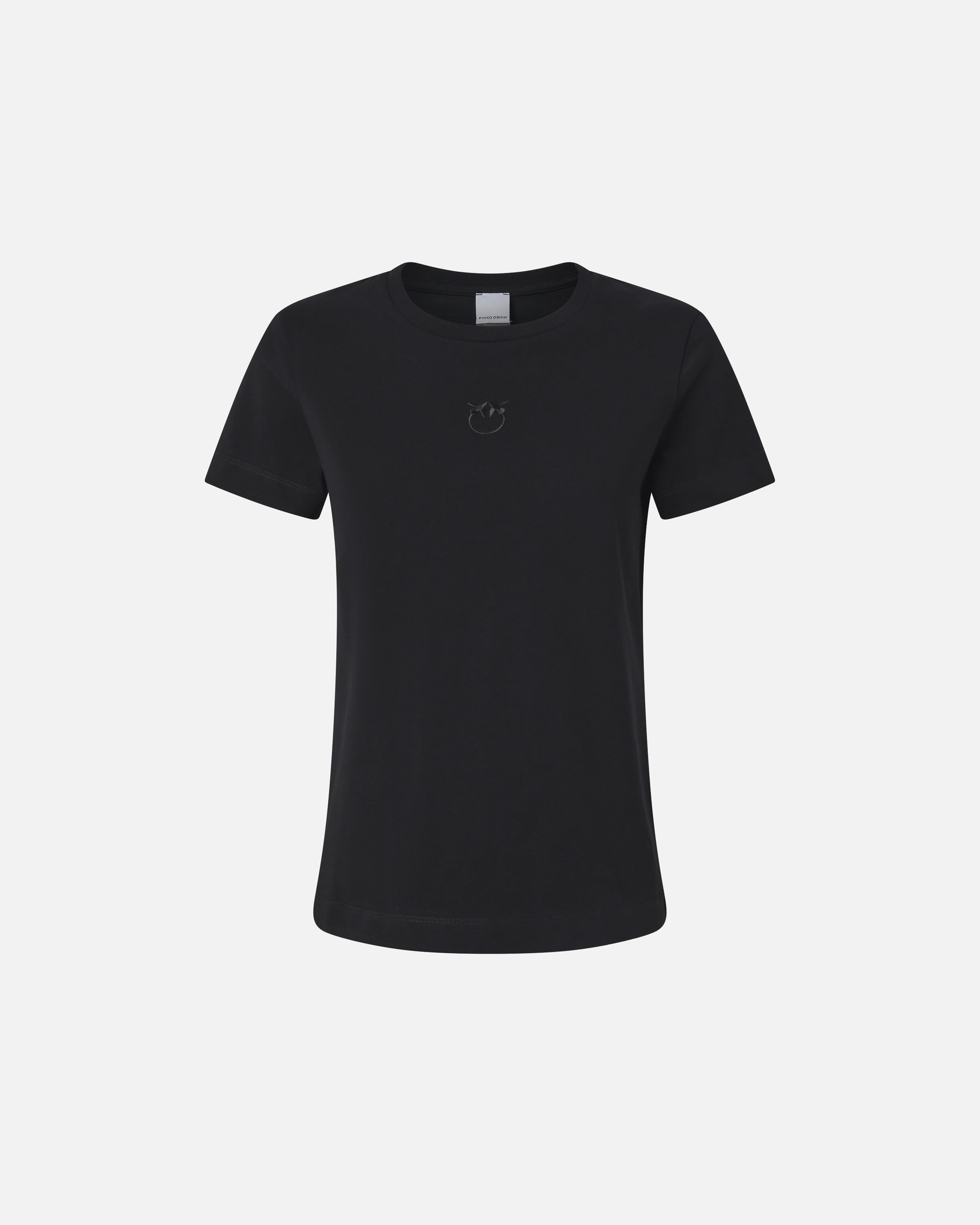 T-shirt maniche corte logo ricamato 100355A2HN Z99 PINKO Nero 