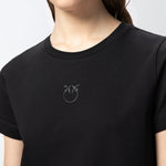 T-shirt maniche corte logo ricamato 100355A2HN Z99 PINKO Nero 