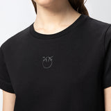 T-shirt maniche corte logo ricamato 100355A2HN Z99 PINKO Nero 