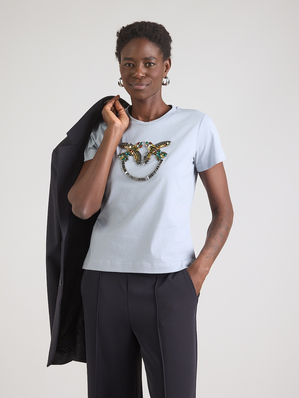 T-Shirt manica corta 100535A33F E87 PINKO Azzurro arona 