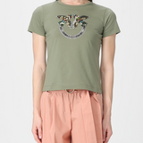 T-Shirt manica corta 100535A33F U84 PINKO Verde vertiver 