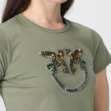 T-Shirt manica corta 100535A33F U84 PINKO Verde vertiver 