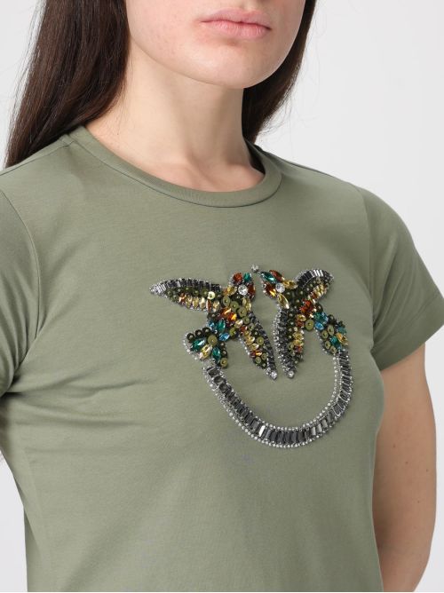 T-Shirt manica corta 100535A33F U84 PINKO Verde vertiver 