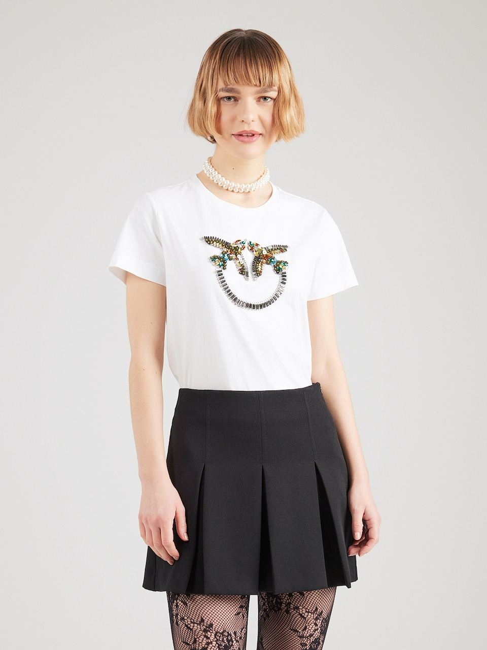 T-Shirt manica corta 100535A33F Z05 PINKO Bianco-biancaneve 