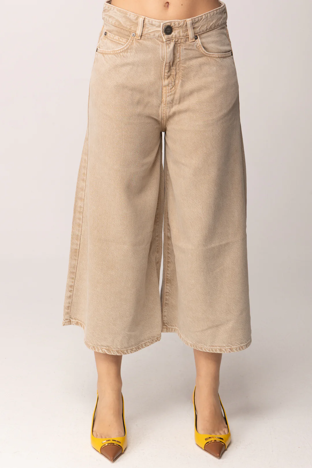Bermuda in tela denim 104646A2H6 C88 PINKO Beige-macrocistide 