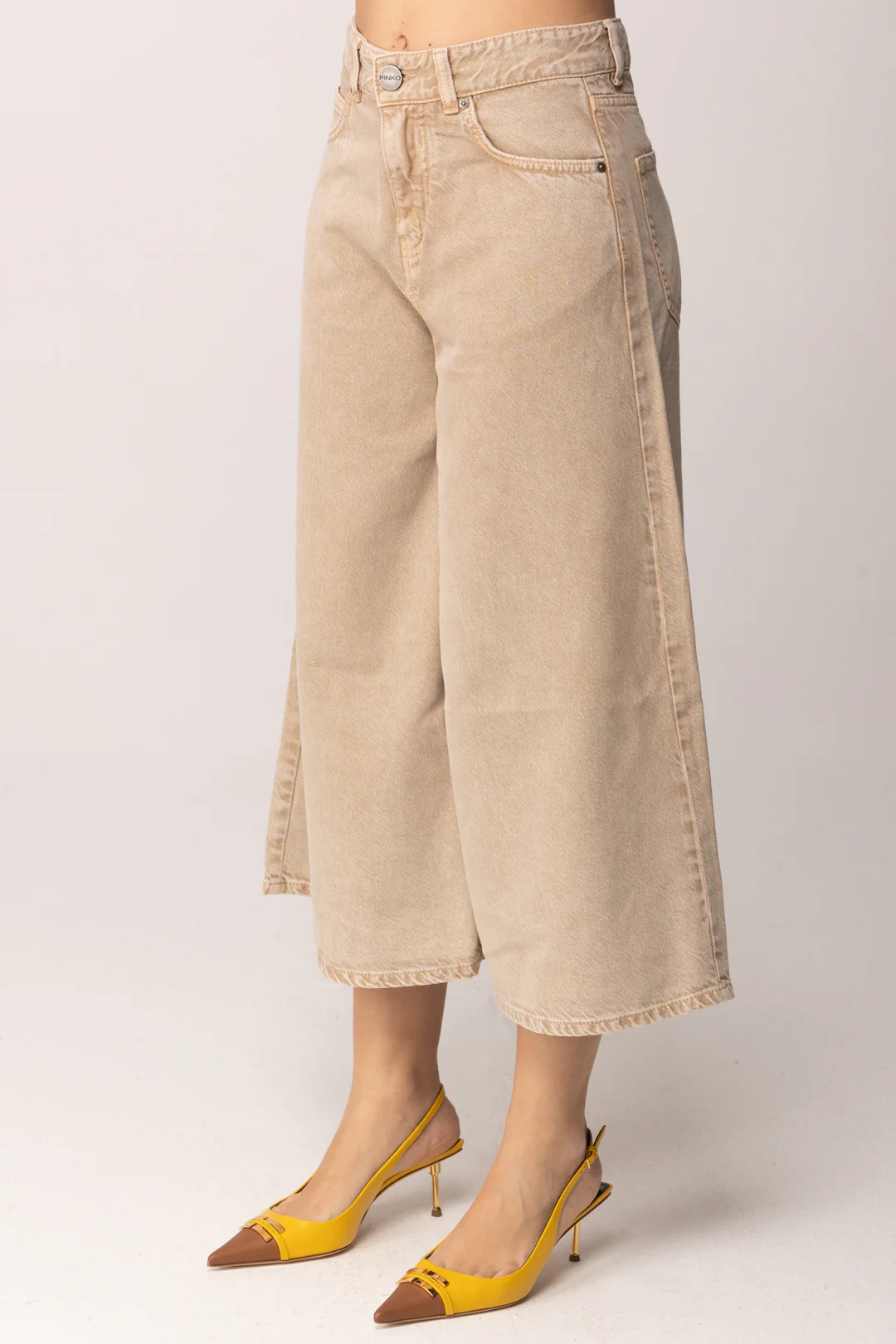 Bermuda in tela denim 104646A2H6 C88 PINKO Beige-macrocistide 